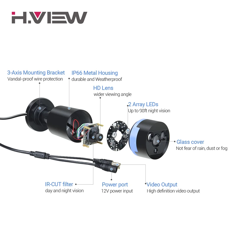 H. VIEW 2.0mp 1080P Full HD камера наблюдения s сильная инфракрасная HD камера безопасности CCTV камера видеокамера s