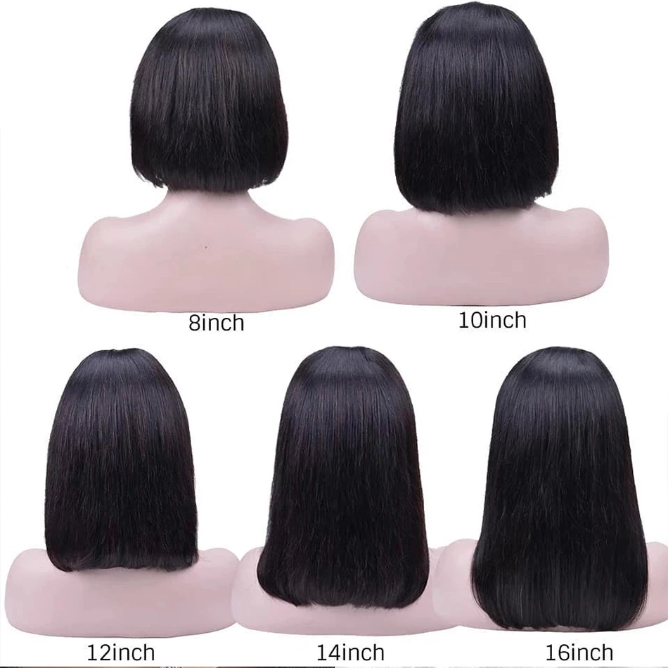 Парики из натуральных волос на коротком кружевном фронте бразильские прямые