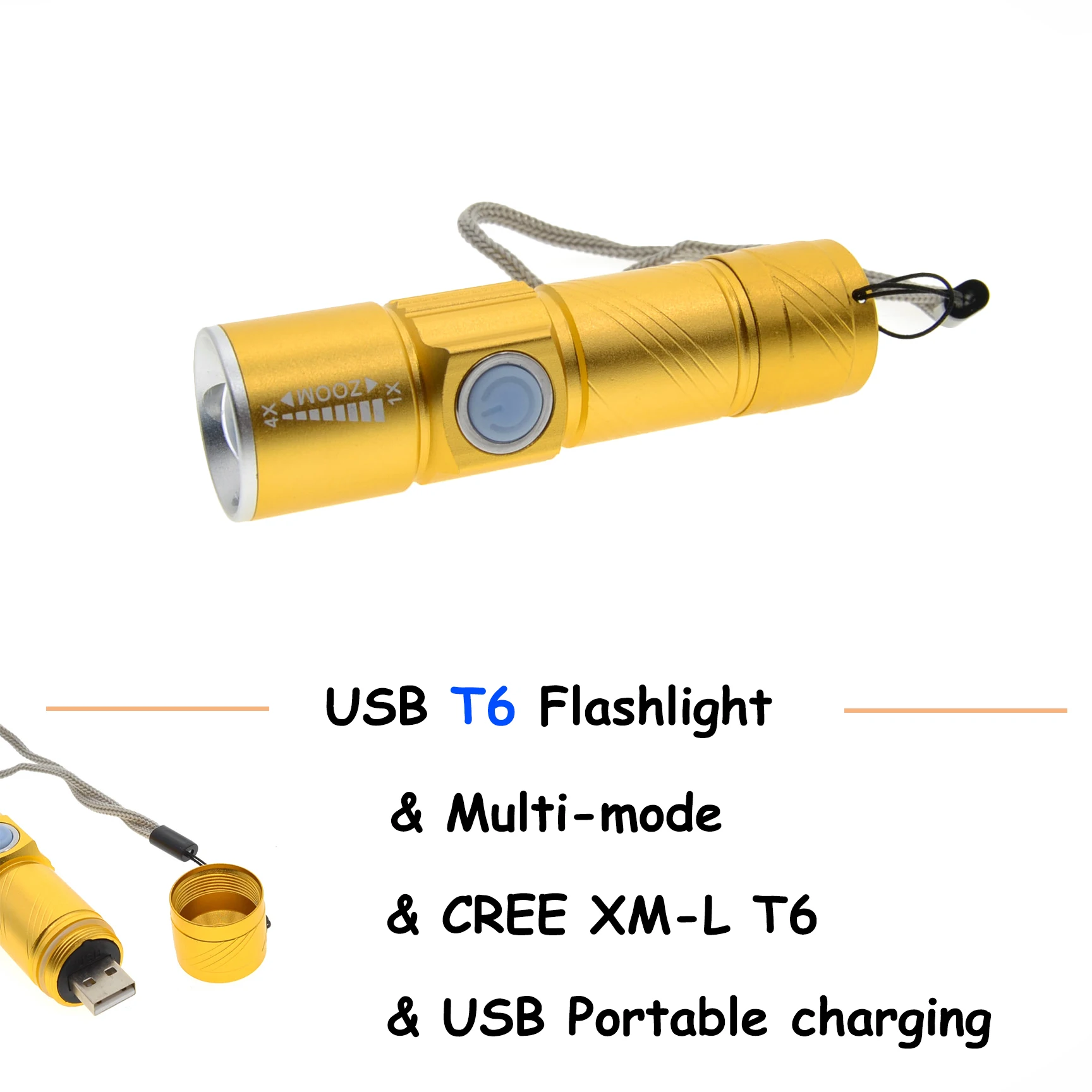 Светодиодный фонарик USB удобный мощный перезаряжаемый usb светильник онарик