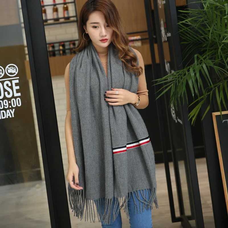 Глобальный первый выпуск Элитный бренд ленты шарф женщин сплошной цвет накидки