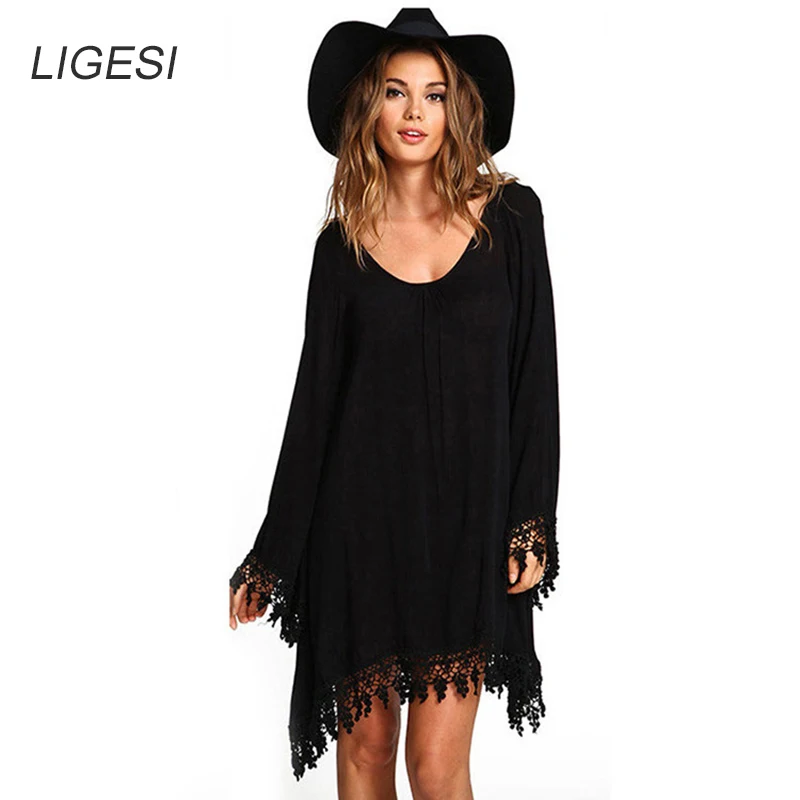 2016 лето женщины Boho кисточкой платье короткое Vestido сексуальные кружева крючком