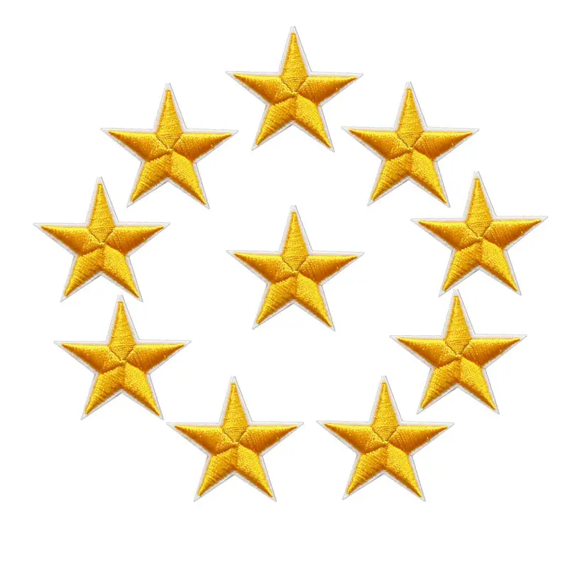 10PCS Stars Embroidered Patches Sew Iron On Badges Gold Silver Red Black Blue Pink For Clothes DIY Appliques Craft Decoration images - 6