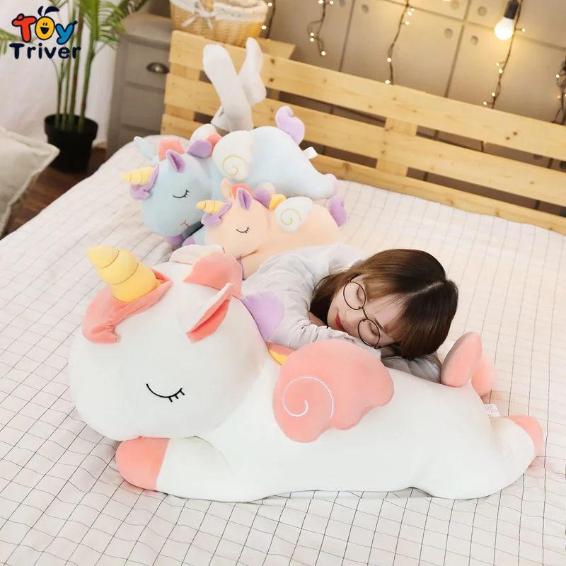 

Rainbow Unicorn Angel Flying Wings Plush Toy Triver Stuffed Doll Pillow Cushion Baby Kids Birthday Gift Home Decor Drop Shipping