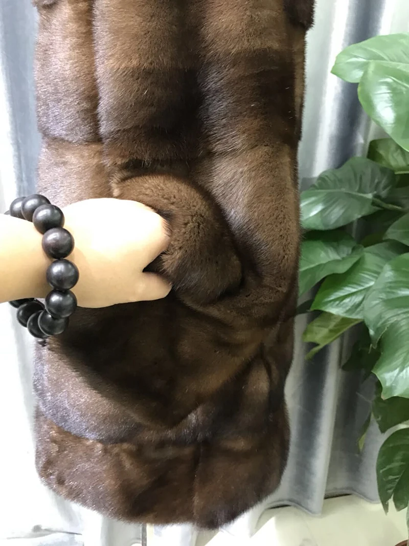 Новинка, шуба из натурального меха для женщин, роскошная Толстая теплая норковая шуба с воротником-стойкой, женская верхняя одежда из меха норки