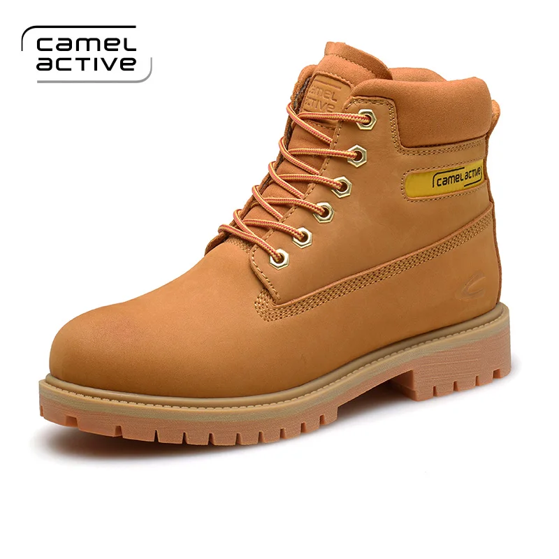 Camel Active/Новые мужские ботинки из спилка; мотоциклетные ботильоны; мужские ботинки; ботинки для верховой езды на плоской подошве со шнуровкой; сезон осень-зима; зимние ботинки - Цвет: yellow brown