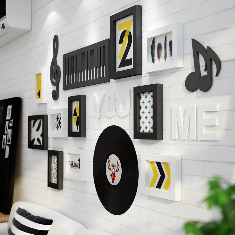 BAIUFOR креативная музыкальная черная фоторамка набор деревянный коллаж рамка для