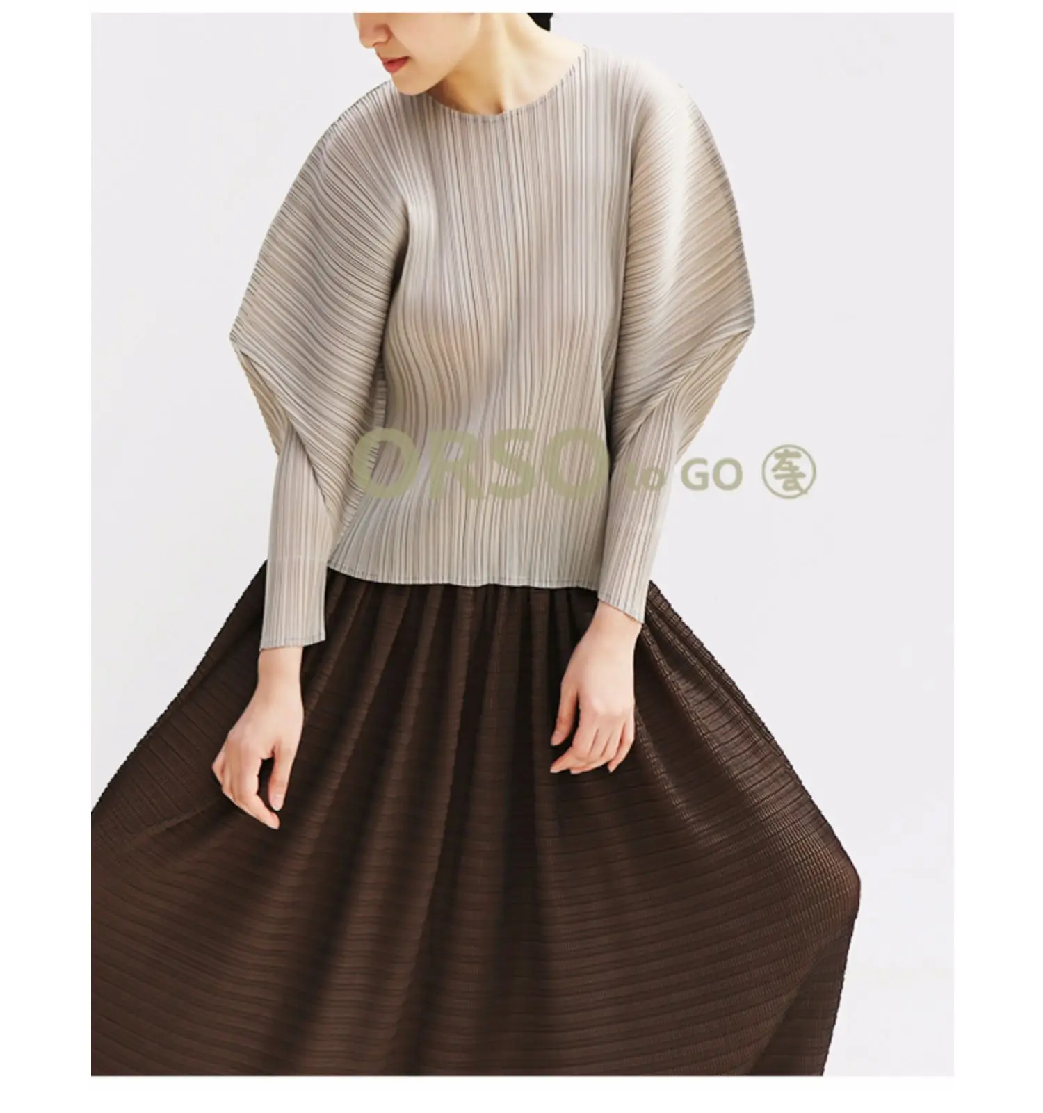 Changpleat летние новые женские свободные футболки Топы Miyak плиссированные Модные Дизайнерские однотонные футболки с круглым вырезом больших размеров женские футболки