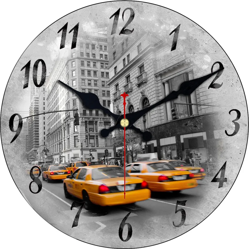 Большие декоративные круглые Настенные часы Парижская башня старый стиль такси