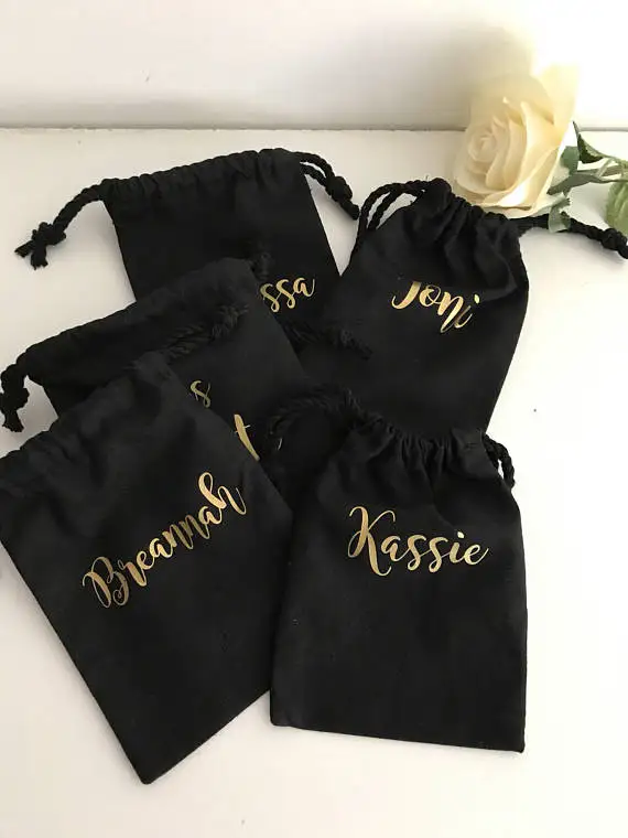 

custom names Bridesmaid wedding Party Survival Hangover Kit jewelry muslin gift Bags Bachelorette hen bridal shower favors