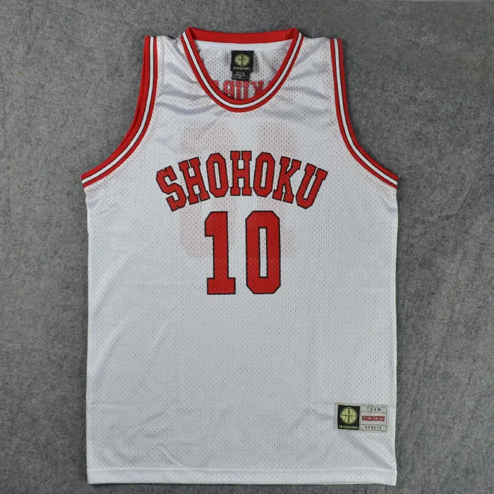 No 10 white Аниме Slam Dunk Косплей Костюм Shohoku Sakuragi Hanamichi Баскетбол Джерси футболка спортивная одежда школьная форма баскетбольной команды - Color: No 10 white