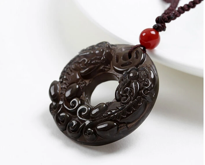 Free Shipping - natural ice kind of obsidian pendant Lucky brave double peace buckle | Украшения и аксессуары