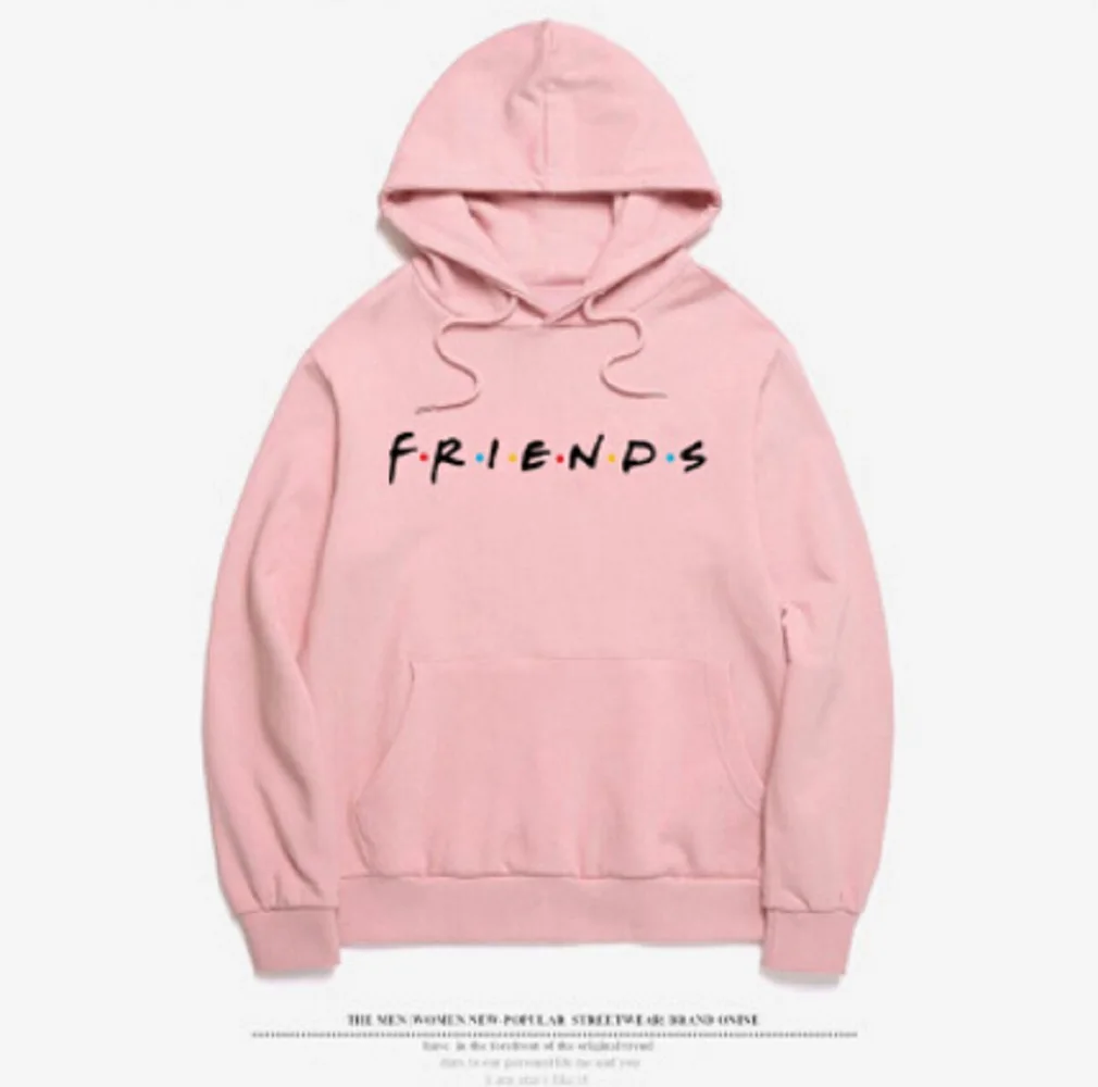 Женские толстовки с надписью «FRIENDS», осенне-зимние Утепленные пуловеры Harajuku sudaderas mujer с длинным рукавом - Цвет: Розовый