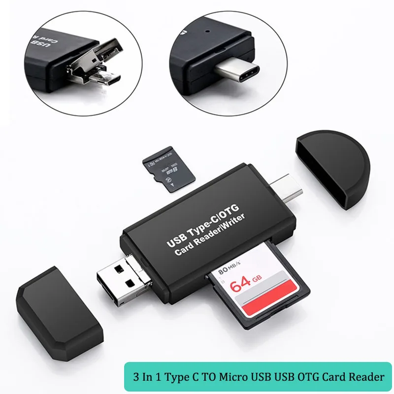 2.0 Type C 3-in-1 Универсальный Тип C и micro USB и USB 3 в 1 OTG кард-ридер высокоскоростной USB2.0 OTG TF/SD для Android компьютера удлинители - Цвет: 2.0 Type C 3-in-1