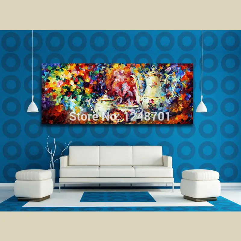 100% Hand Painted Still Life Oil Painting On Canvas Palette Knife Wall Art Pictures Living Room Modern Home Decor No Framed | Дом и сад