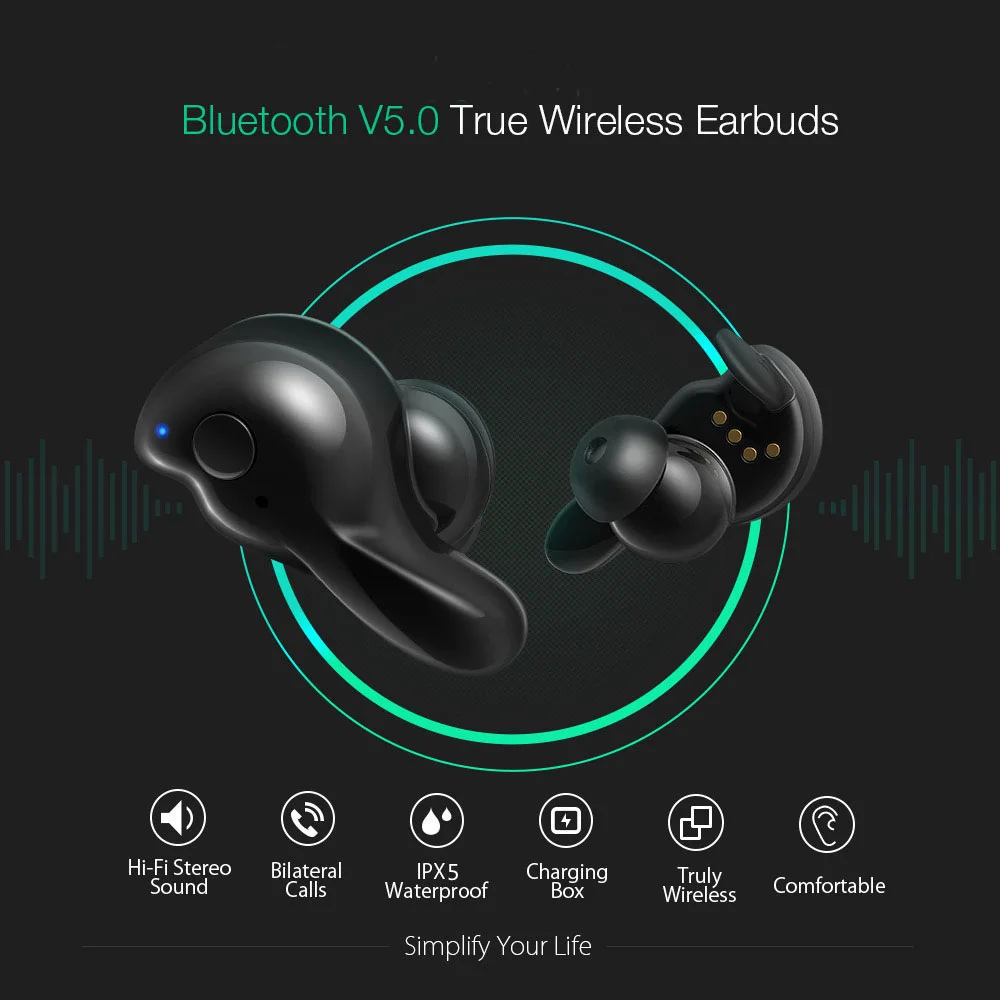 Mijiaer Bluetooth 5,0 СПЦ наушники Беспроводной с микрофоном мини наушники Спорт Беспроводной наушники с зарядки окно для Xiaomi iphone