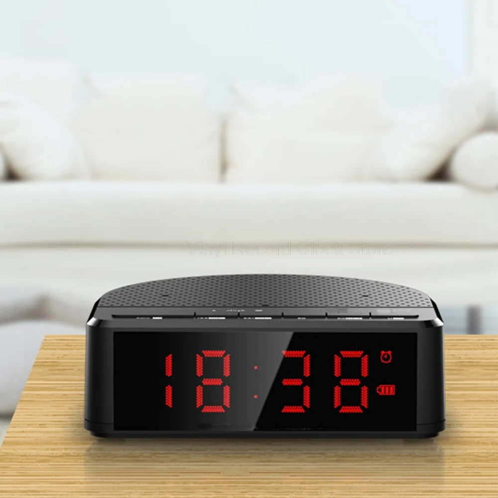 Цифровой будильник fm-радио с беспроводным bluetooth-динамиком, мини прикроватный светодиодный будильник, часы для ручного вызова, настольные часы, домашний декор