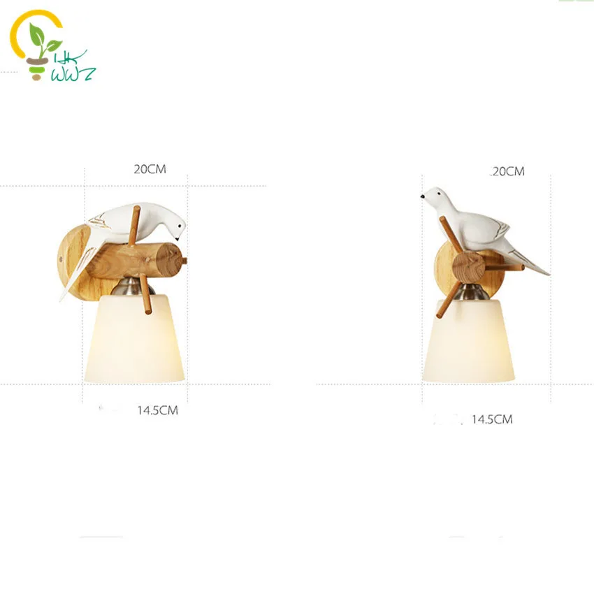 

Creative Nordic Resin Bird Led Wall Lamps Modern living room Solid Led Wall Lights Bedroom Restaurant Wall Sconces with Glass