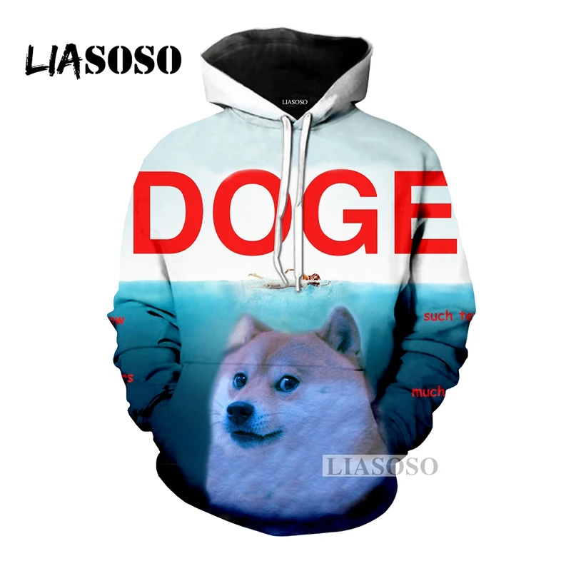 LIASOSO Животные Doge Сиба ину забавные мем свитер с капюшоном 3D с принтами в виде собак для нянь с изображением "Кот" космической галактики унисекс Верхняя одежда Топы G515