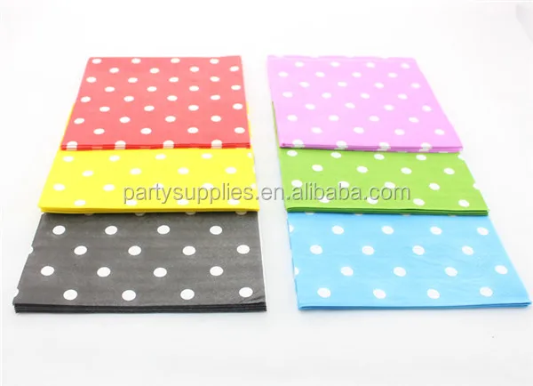 

Free Shipping 400pcs 33*33cm 2PLY Wedding Decoration Napkin Polka Dot Paper Napkins