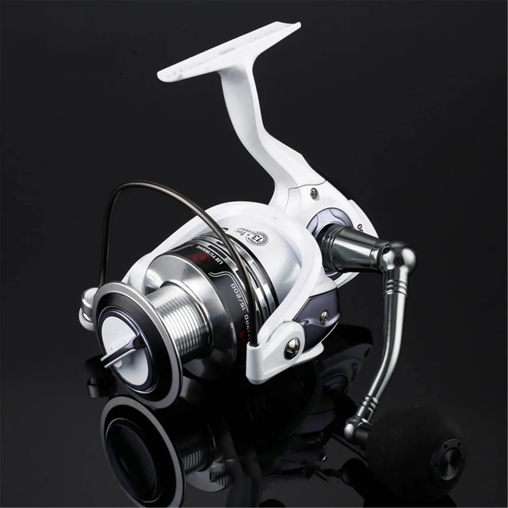 

HOT SALE!! White Fishing Reels 13+1 Bearing Balls Spinning reel fishing reel HC1000-HC7000 5.2:1 spinning reel casting fishing r