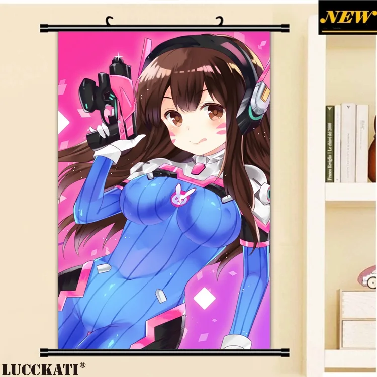 40X60 см Overwatch (видеоигра) d. va боди loli teoping мультфильм аниме Искусство Настенная