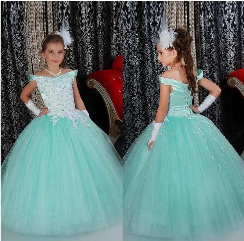 2017 Новые Симпатичные С Плеча Цветок Девочки Платья Из Бисера Кристаллы Топ