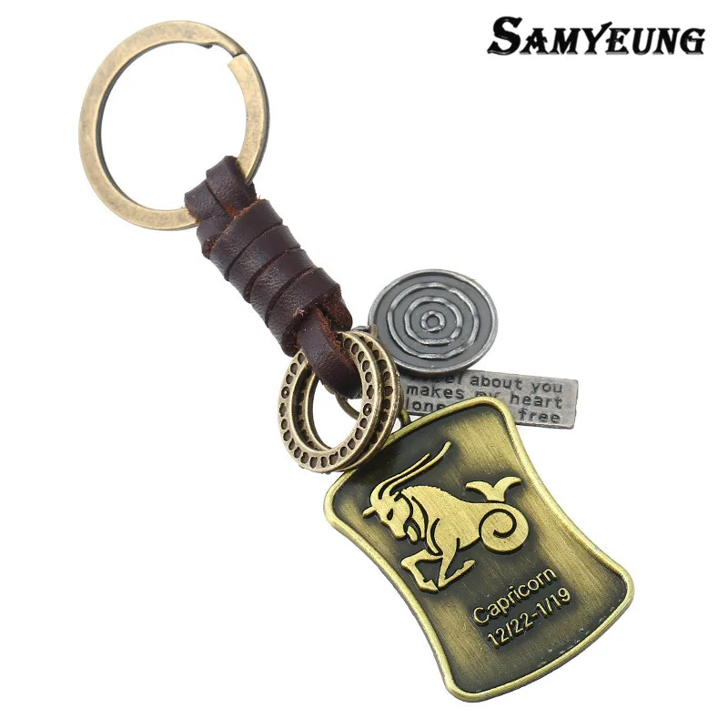Samyeung новейший! 12 стилей брелоки Созвездие кожаный держатель для ключей