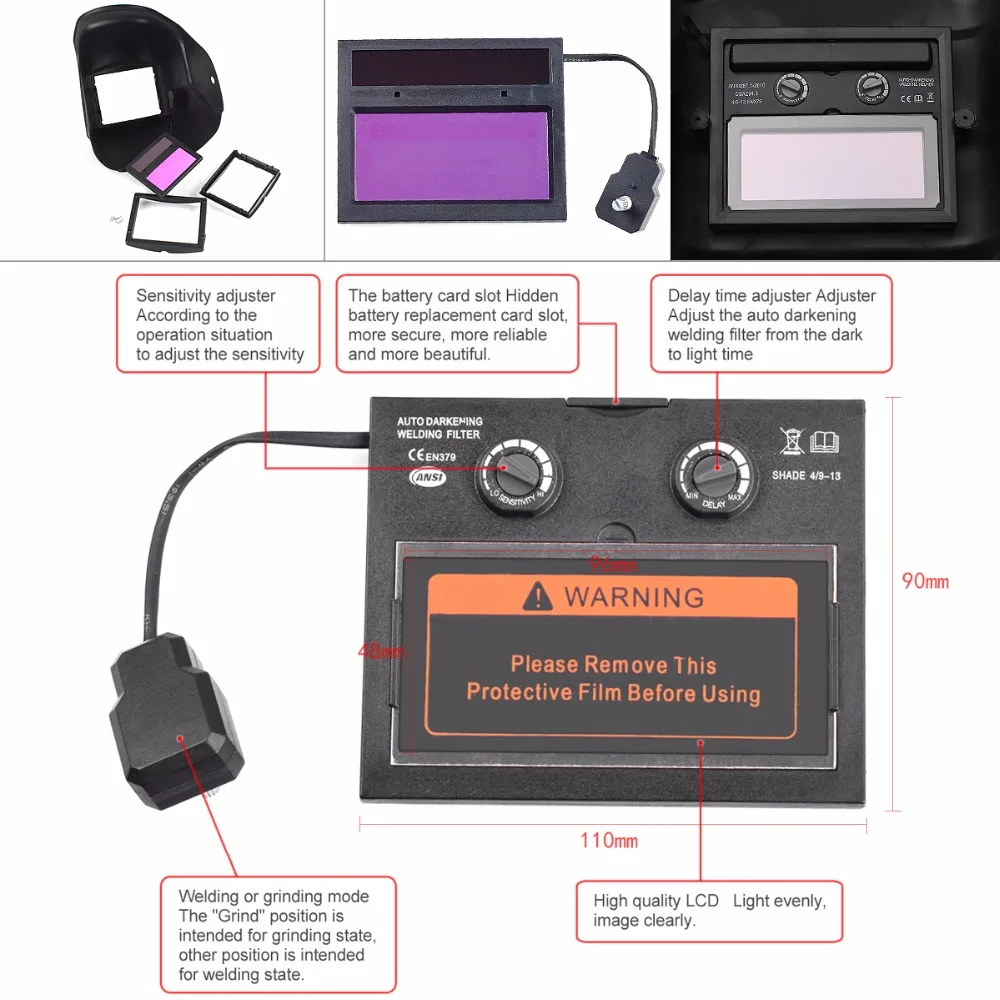 

Eagle & Star Adjust Solar Auto Darkening TIG MIG Grinding Welding Helmets / Face Mask / Electric Welding Mask / Weld Cap