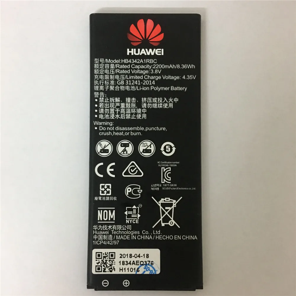 Оригинальный аккумулятор HB4342A1RBC для Huawei y5II Y5 II 2 Ascend 5 + Y6 honor 4A SCL TL00 5A LYO L21 2200