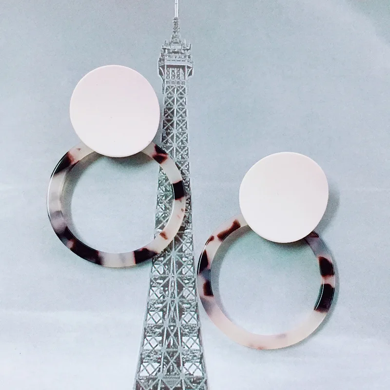 Женские круглые серьги с леопардовым принтом из акрила и ацетата корейский стиль