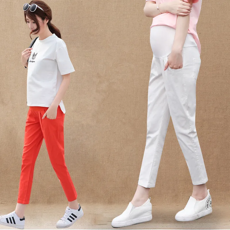 Брюки для беременных женщин Весна и осень тонкая одежда хлопок лен брюки живота