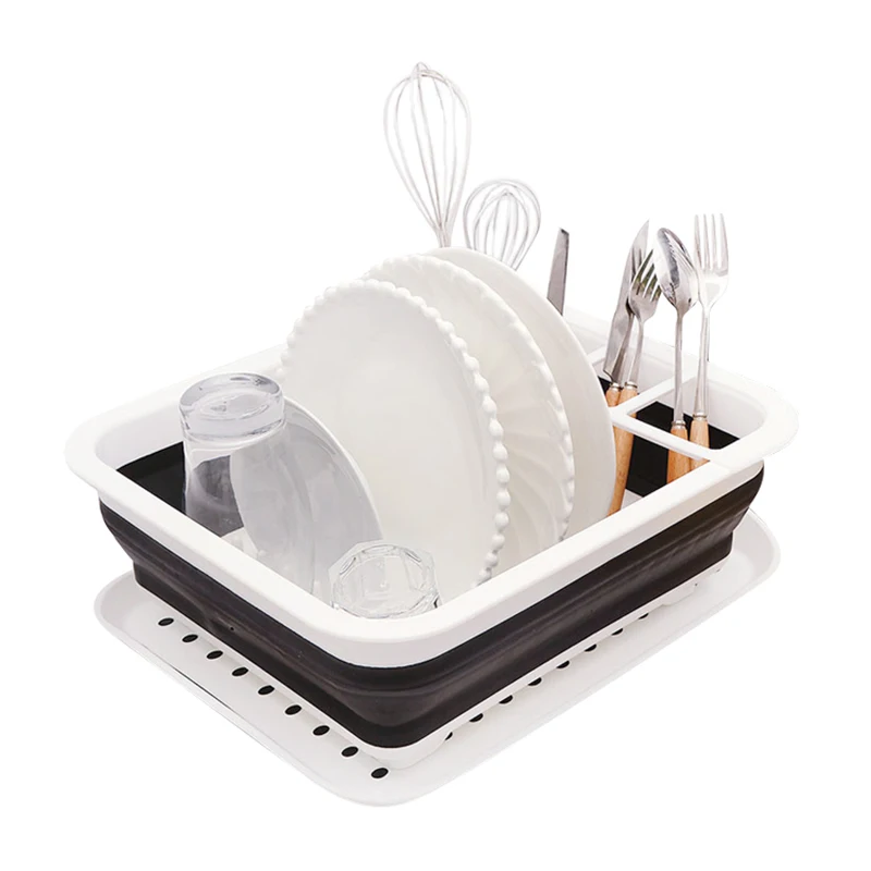 Пластик Складная сушильная сушилка для посуды корзина с подносом Экономия