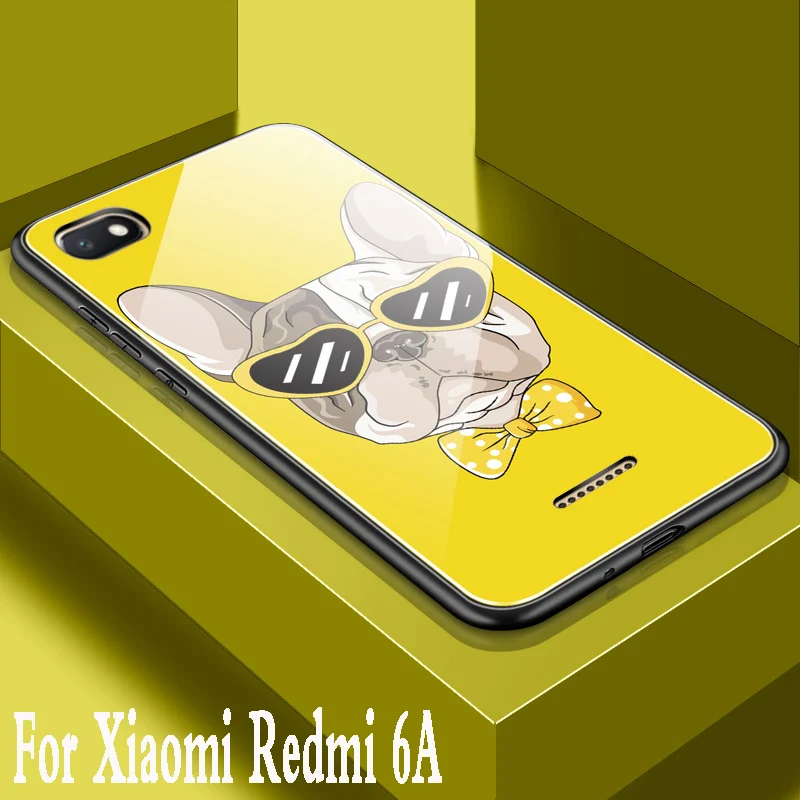 Роскошный чехол для Xiaomi Redmi 6A из закаленного стекла с 3d рисунком мультфильма