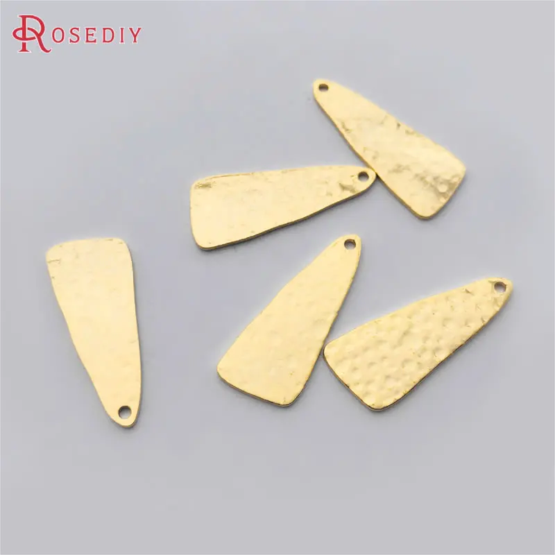 Латунные подвески неправильной формы с узором в горошек 24 к 10 шт. 25 х10 мм