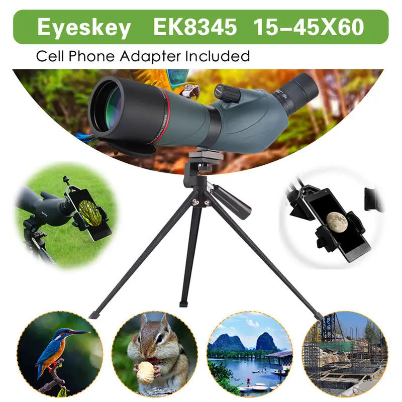 

Eyeskey угловой 15-45x60 Водонепроницаемый зум точечные трубы с триподом адаптер для телефона кронштейн для птичьего наблюдения охоты