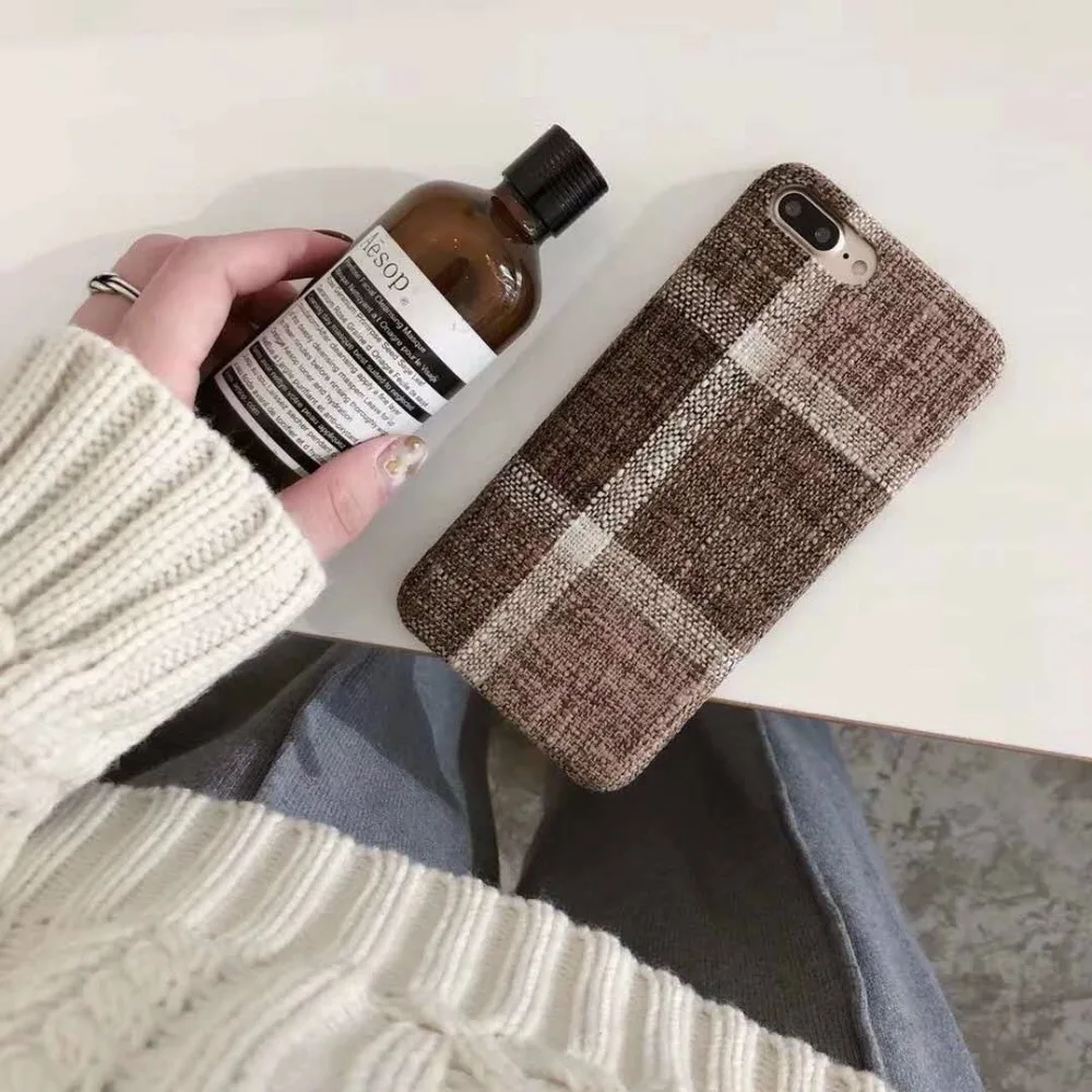 Checker сумка из ткани САППУ для iPhone X 7 плюс 6s 6 8 XR XS MAX зимняя Ткань Ткачество мягкая