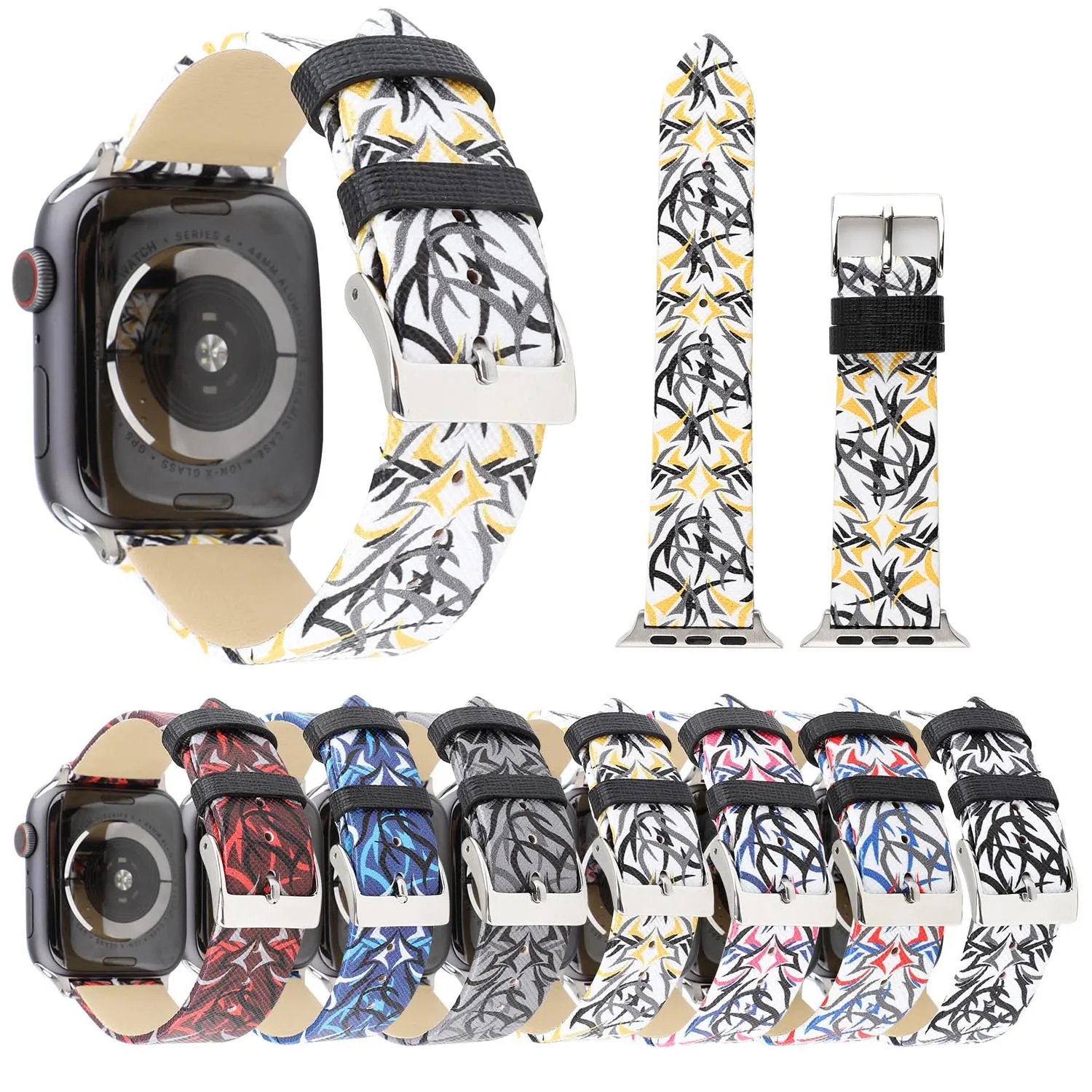 38/40 мм 42/44 граффити браслет из натуральной кожи для Apple Watch ремешок мужчин и женщин