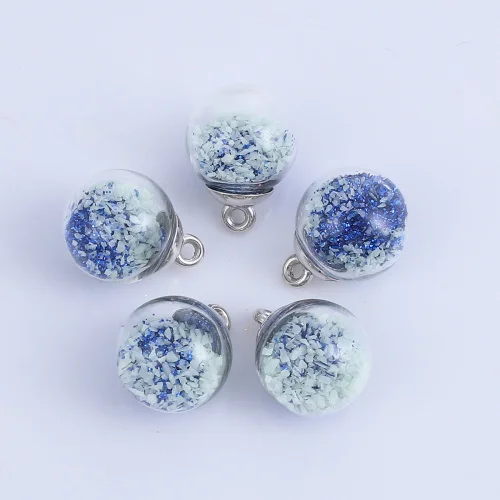 DoreenBeads DIY фурнитура подвески стеклянные подвески прозрачные стеклянные пузырьки темно-синий светится в темноте 21 мм(7/") x 16 мм, 20 шт - Окраска металла: 1