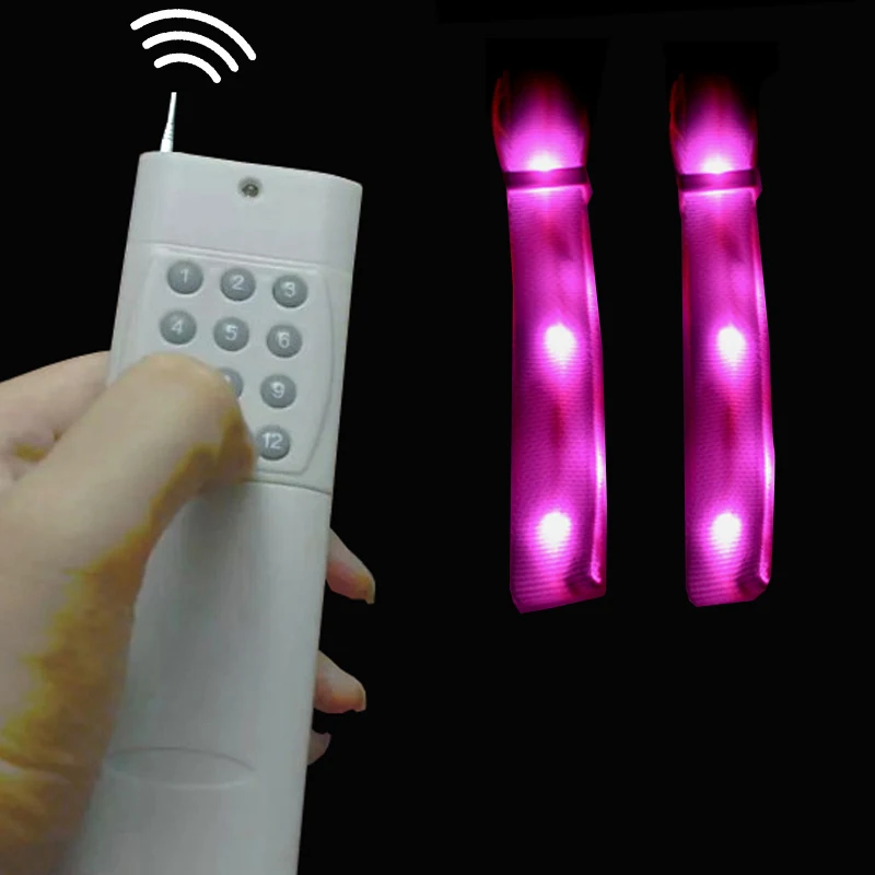 Светодиодный RGB браслеты светящиеся вспышки освещения нейлоновый браслет с 12 клавишами дистанционного управления 150 шт./лот
