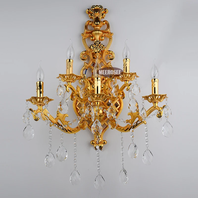 Светильник Настенный золотистый с кристаллами бра 5 ламсветильник для спальни