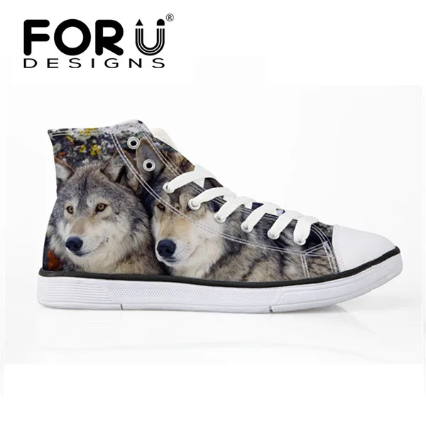 FORUDESIGNS/классный волк; мужские вулканизированные туфли; высокие мужские повседневные парусиновые туфли для подростков; мужская обувь на плоской подошве на шнуровке - Цвет: H6627AK