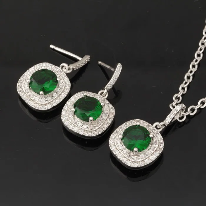 U7 Позолоченный Подвеска С Камнем Ожерелье Серьги Для Женщин Ювелирные Комплекты