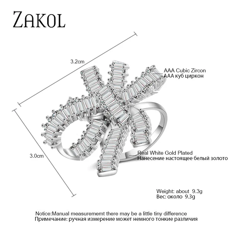 ZAKOL белый кубический циркон ювелирные изделия для женщин обручальные кольца с