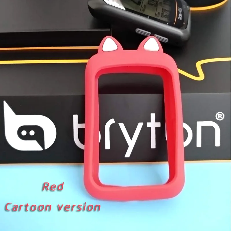 Red cartoon Bryton Rider 450 Rider 410 велосипедный Компьютер Силиконовый чехол мультяшный резиновый защитный чехол+ HD пленка(для Bryton 405 410 450 - Цвет: Red cartoon