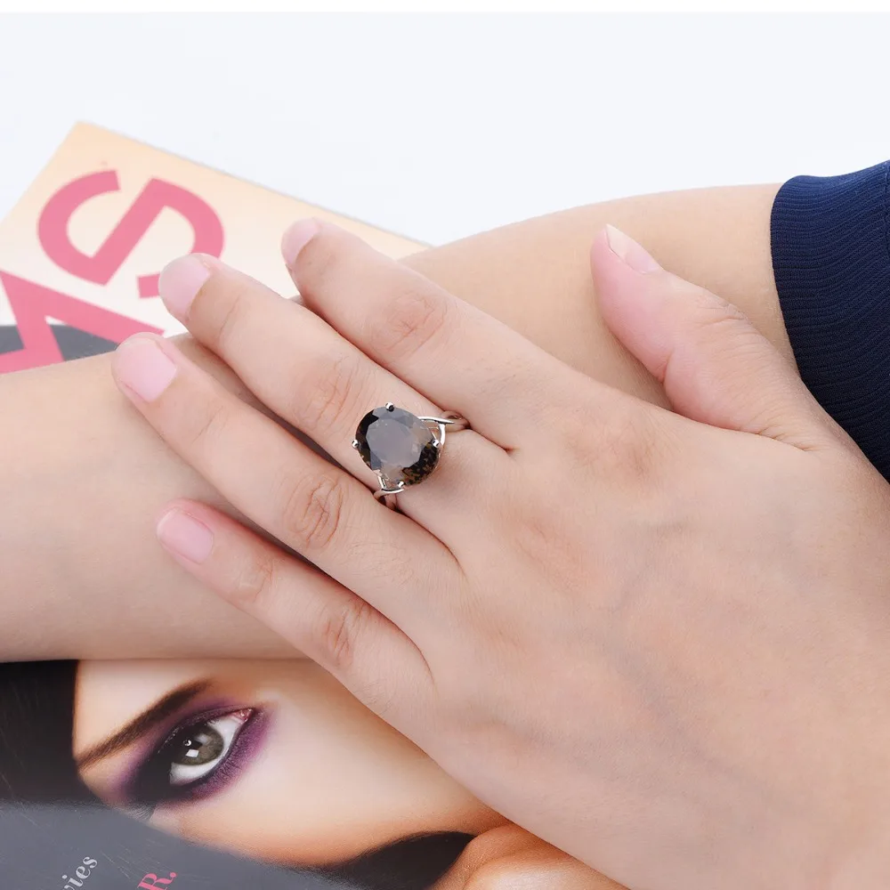 Hutang, 17.57ct, натуральный дымчатый кварц, ювелирный набор, серьги, кольцо, серебро 925 пробы, ювелирное изделие с драгоценным камнем для женщин, лучший подарок, новинка