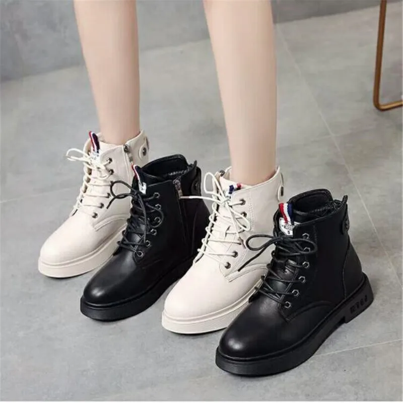 

2019 women's autumn and winter low heel boots with thick warm waterproof Martin boots ladies casual short botas shoes mujer