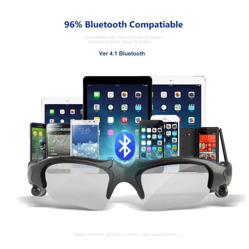 Спорт стерео BT4.0 очки Bluetooth солнцезащитные очки BT Hands Free открытый MP3 для верховой езды Беспроводной солнцезащитные очки наушники музыка
