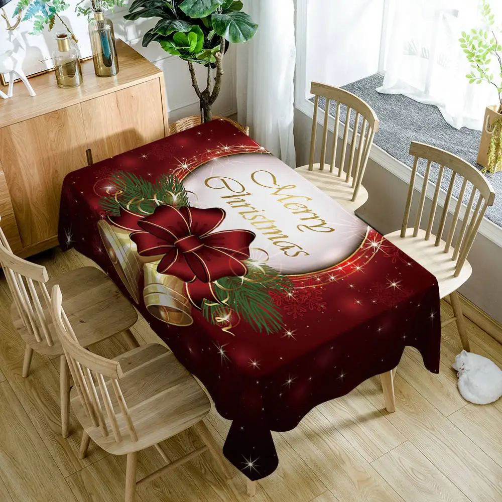 Style I Рождественская скатерть с рисунком лося, Новогодняя пылеотталкивающая скатерть, прямоугольная скатерть из полиэстера и хлопка - Цвет: Style I