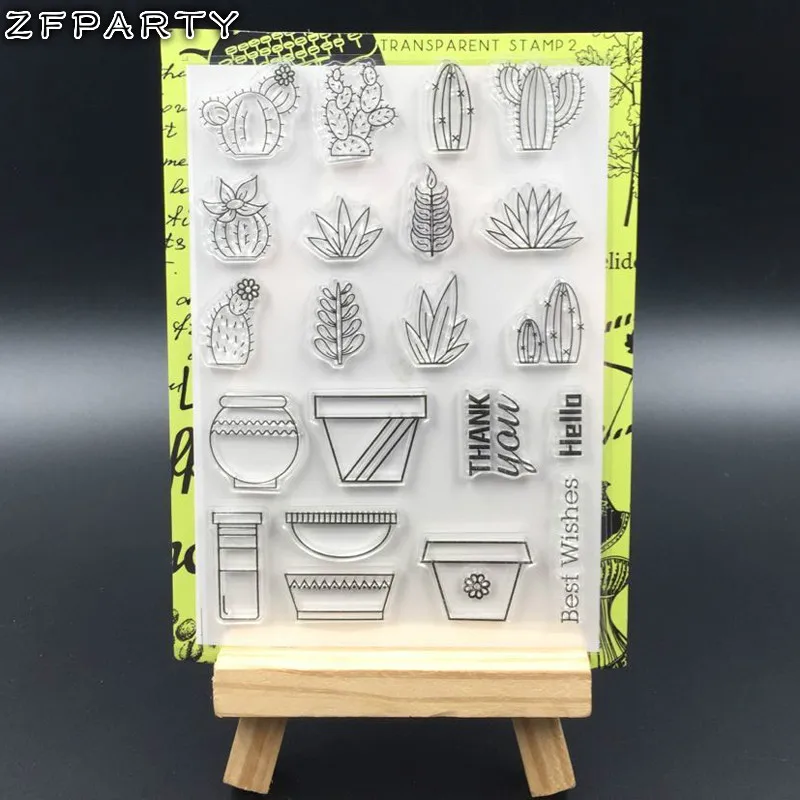 stamp ZFPARTY суккулентные растения металлические режущие штампы или прозрачный силиконовый штамп для DIY скрапбукинга/декоративного изготовления открыток - Цвет: stamp