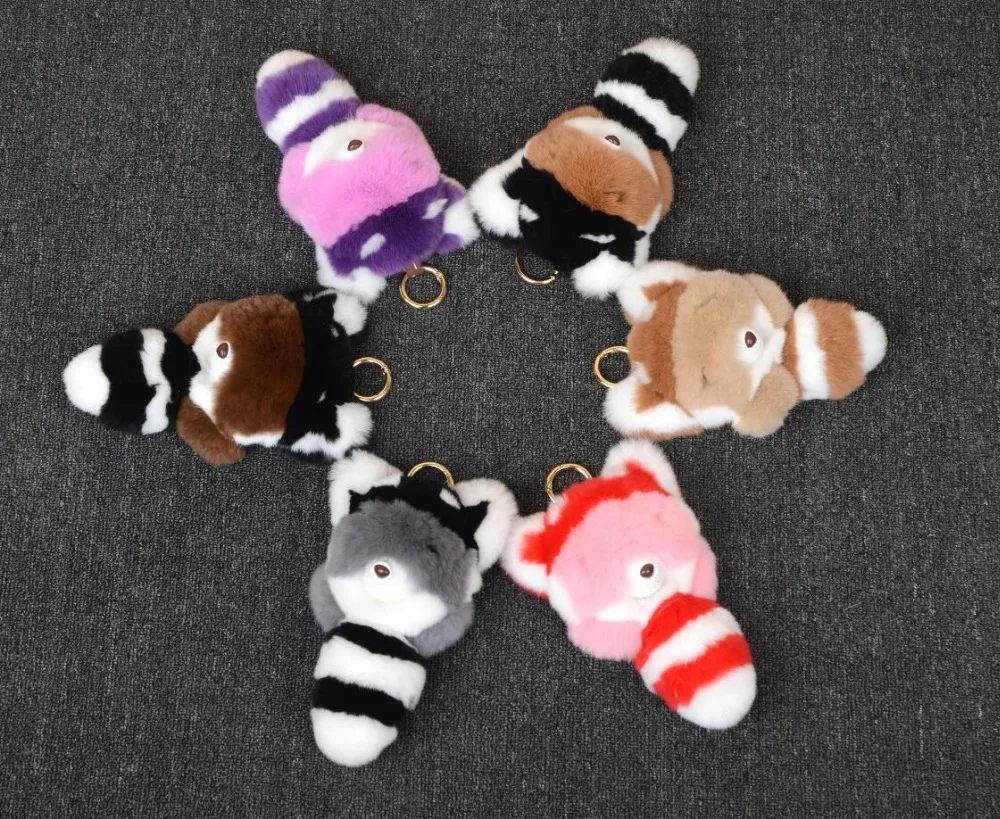Милый большой Подлинная рекс Кролика Pom pom Брелок Женщин брелок Игрушки Енот